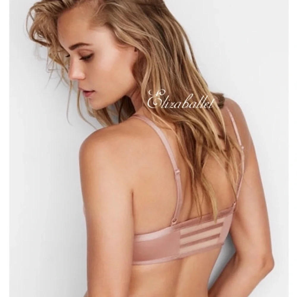 ✨NWT Victoria’s Secret Satin Strappy Mesh Bralette 32AA, 30A, 32A, 30B, 32B - Picture 2 of 11